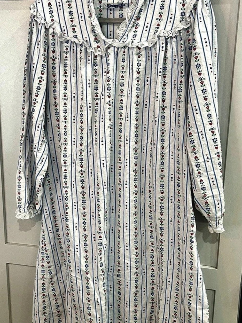 Lanz of Salzburg Vintage Floral Striped Nightgown